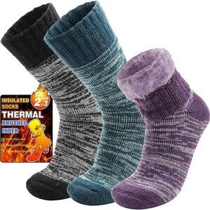 3 Pairs Unisex Warm Thermal Socks Winter Insulated Socks for Cold Weather